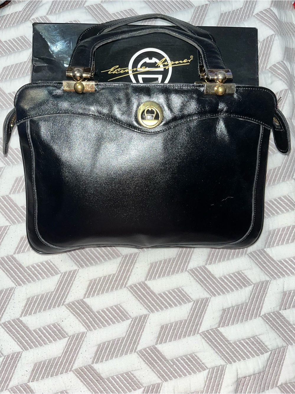 Etienne Aigner Black Leather Top-Handle Women’s Bag Vintage